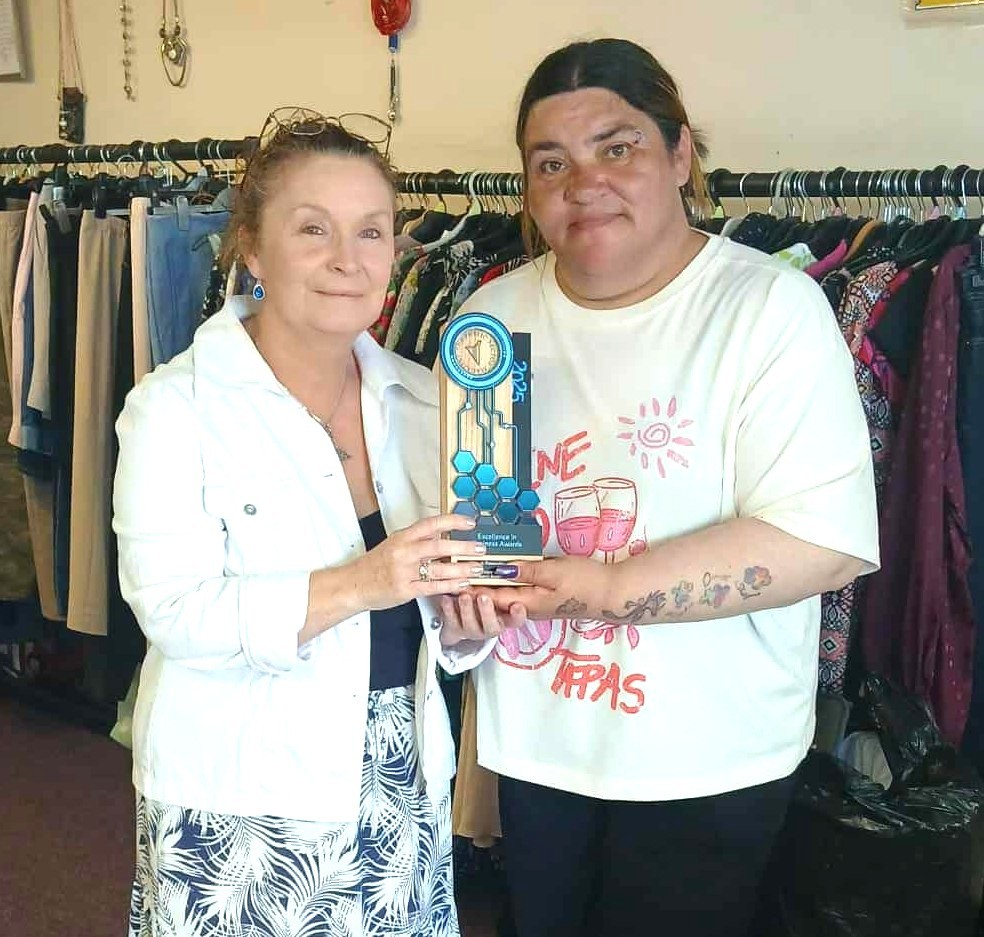 APA Charity Shop Hacketstown, Trish Doran and Imelda Furlong with the ‘Public Sector Award’ 2025